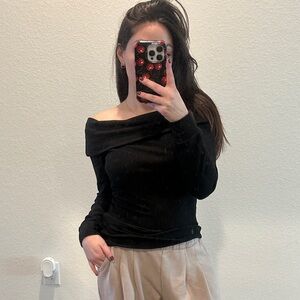 Belle Du Jour Black Off-Shoulder Sweater